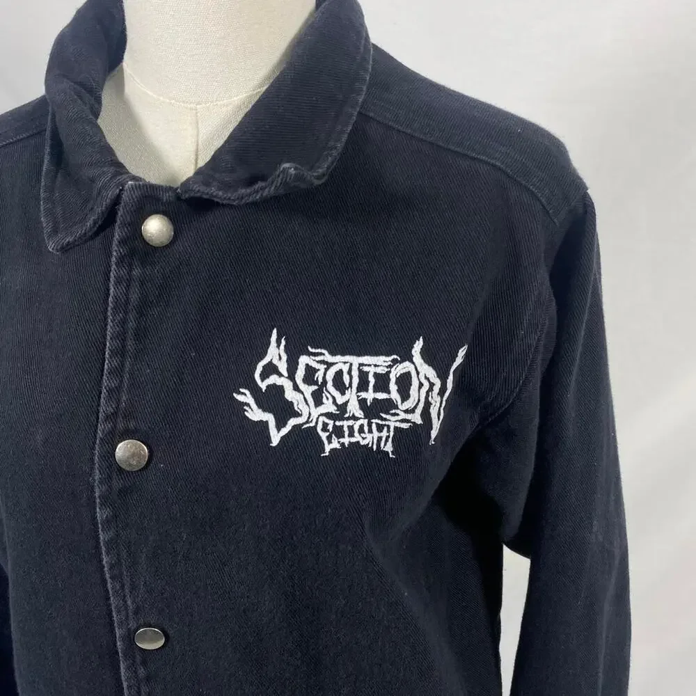 Section Eight black denim jacket‎ white graphic design size medium grunge alt